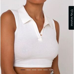 Motel Rocks xs ivory collared tank top